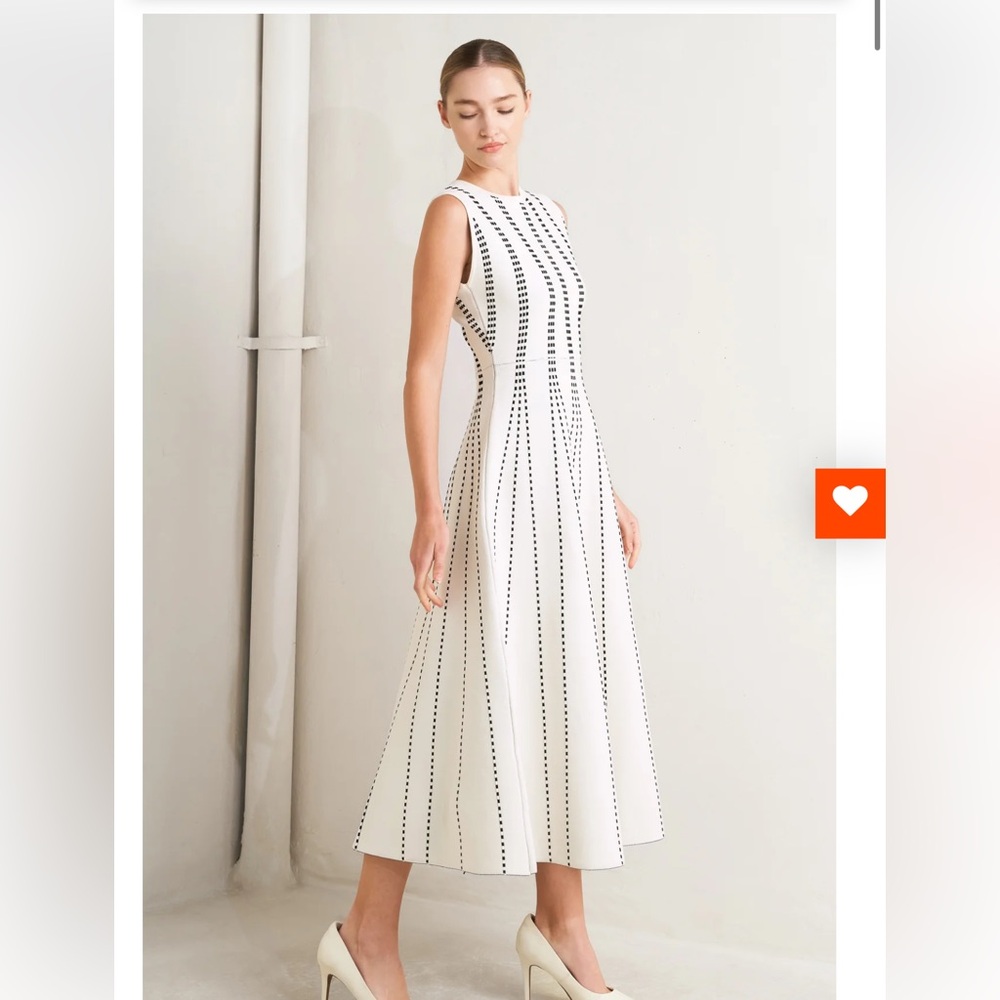 NWT FREEMARKET Contrast Piping Sleeveless Midi Sweater Dress